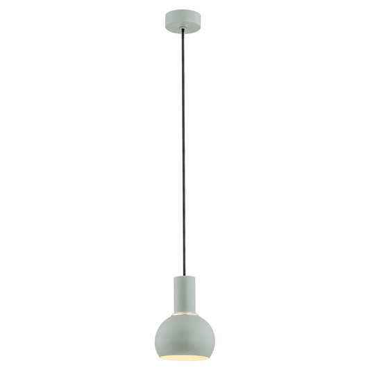 1 valgusallikaga rippvalgusti Tuuli – salveiroheline struktuurne, messingdetailid – Ø 140 mm