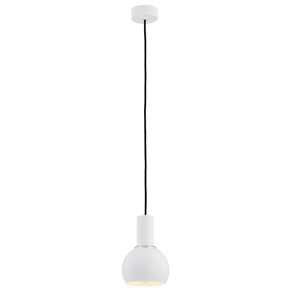 1 valgusallikaga rippvalgusti Tuuli – valge struktuurne, messingdetailid – Ø 140 mm