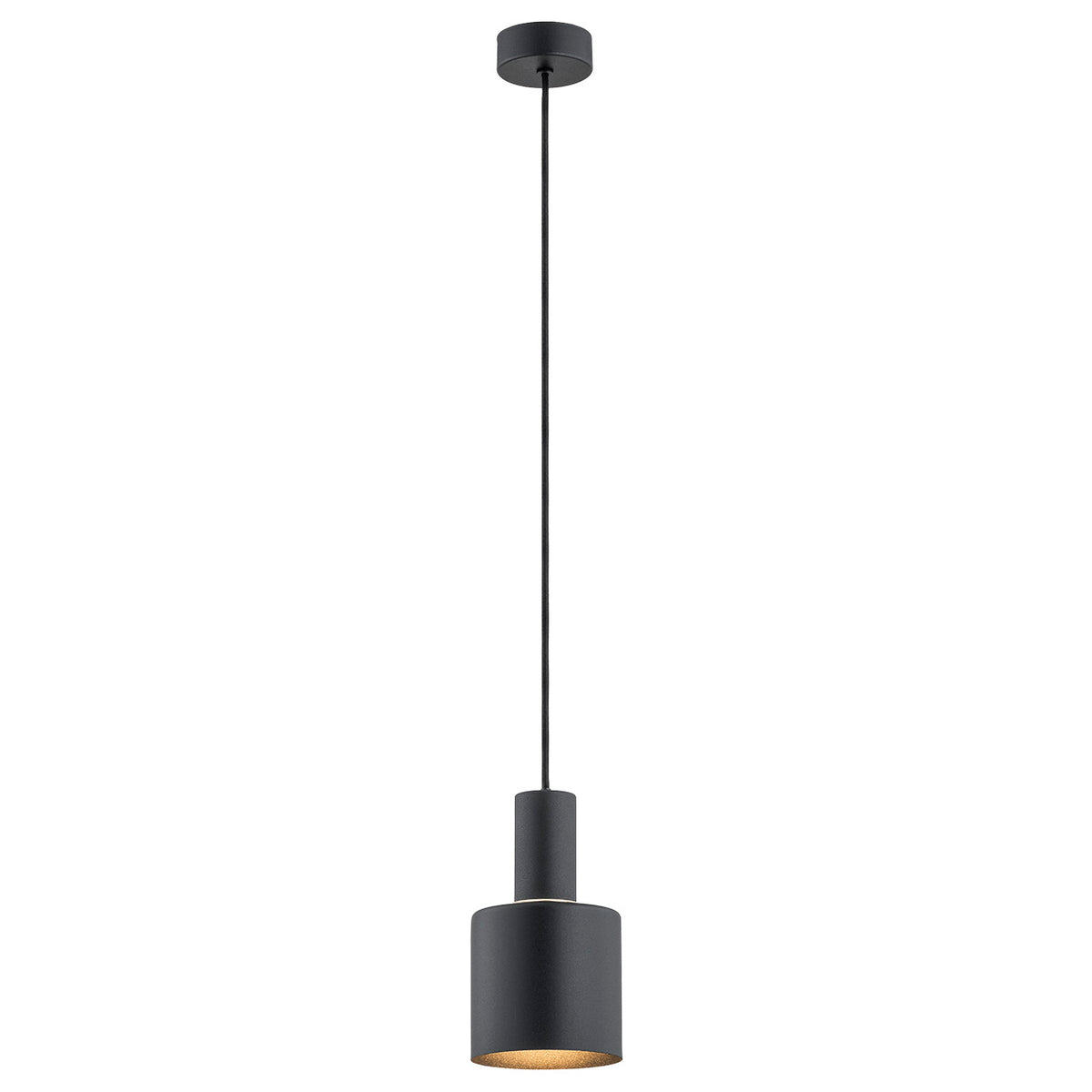 1 valgusallikaga rippvalgusti Tuuli – must struktuurne, messingdetailid – Ø 120 mm