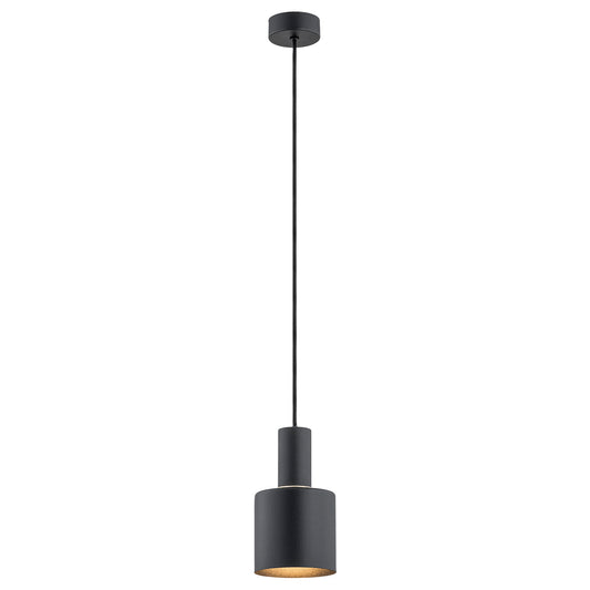 1 valgusallikaga rippvalgusti Tuuli – must struktuurne, messingdetailid – Ø 120 mm