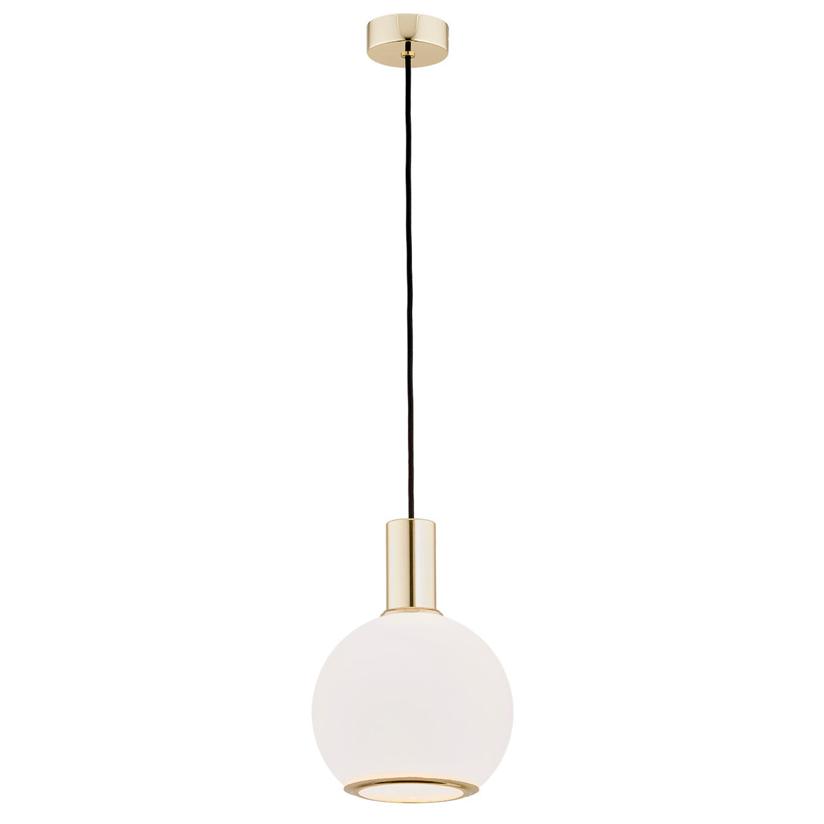 1 valgusallikaga rippvalgusti Stella – matt opaal, messing – Ø 200 mm