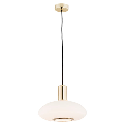 1 valgusallikaga rippvalgusti Stella – matt opaal, messing – Ø 300 mm