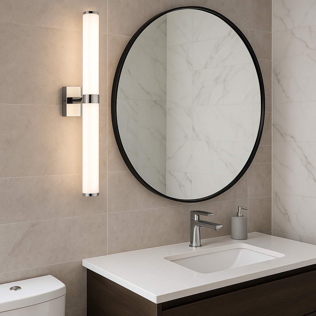 LED-seinavalgusti Arco – läikiv opaal, kroom