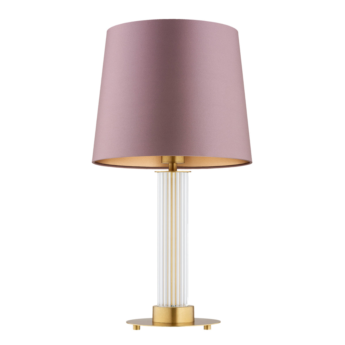 1 valgusallikaga lauavalgusti Lehto – tolmune roosa (kuldse keskosaga), läbipaistev ribiline, harjatud messing