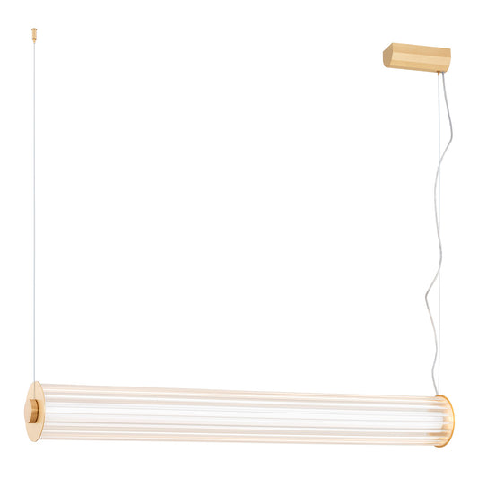 1 valgusallikaga rippvalgusti led Lehto – läbipaistev ribiline, harjatud messing – 90 W, 1200 mm