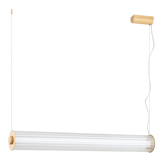 1 valgusallikaga rippvalgusti led Lehto – läbipaistev ribiline, harjatud messing – 60 W, 800 mm