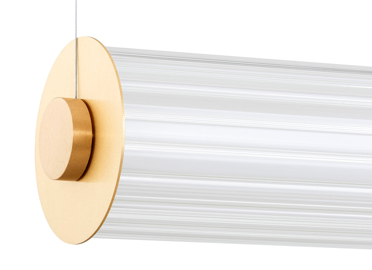 1 valgusallikaga rippvalgusti led Lehto – läbipaistev ribiline, harjatud messing – 60 W, 800 mm
