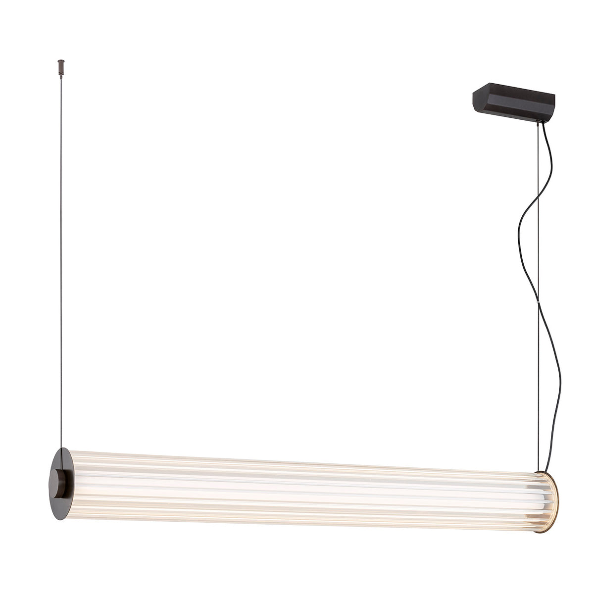 1 valgusallikaga rippvalgusti led Lehto – läbipaistev ribiline, harjatud titaan – 60 W, 800 mm