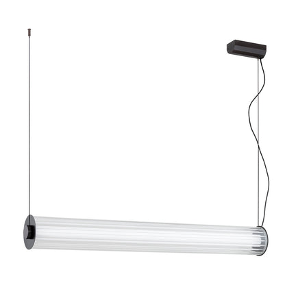 1 valgusallikaga rippvalgusti led Lehto – läbipaistev ribiline, harjatud titaan – 90 W, 1200 mm