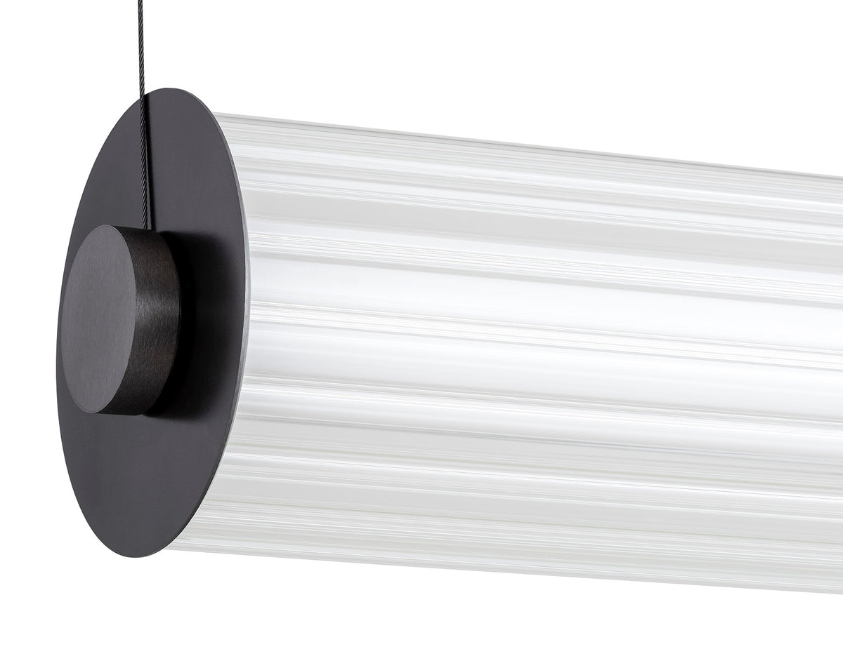 1 valgusallikaga rippvalgusti led Lehto – läbipaistev ribiline, harjatud titaan – 60 W, 800 mm