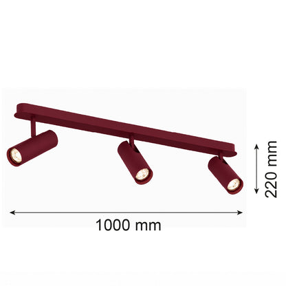 3-osaline reguleeritav kohtvalgusti Amara – bordoopunane / tekstuurne, RAL 3005