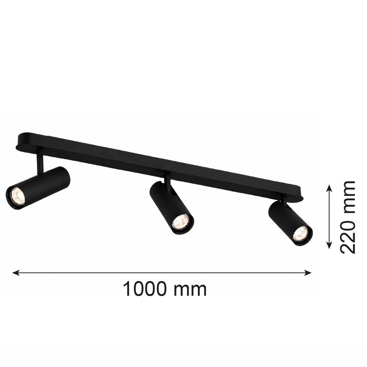3-osaline reguleeritav kohtvalgusti Amara – must, RAL 9005