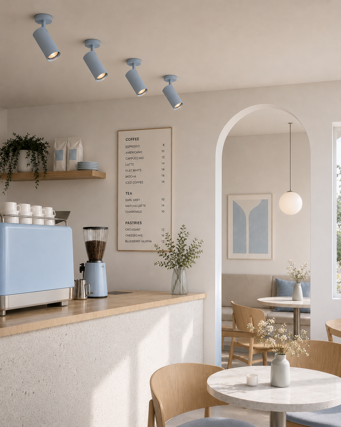 1-osaline reguleeritav süvistatav kohtvalgusti Amara – pastellsinine, RAL 5024