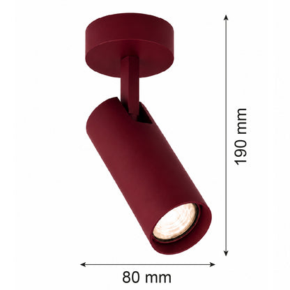 1-osaline reguleeritav pinnapealne kohtvalgusti Amara – bordoopunane / tekstuurne, RAL 3005