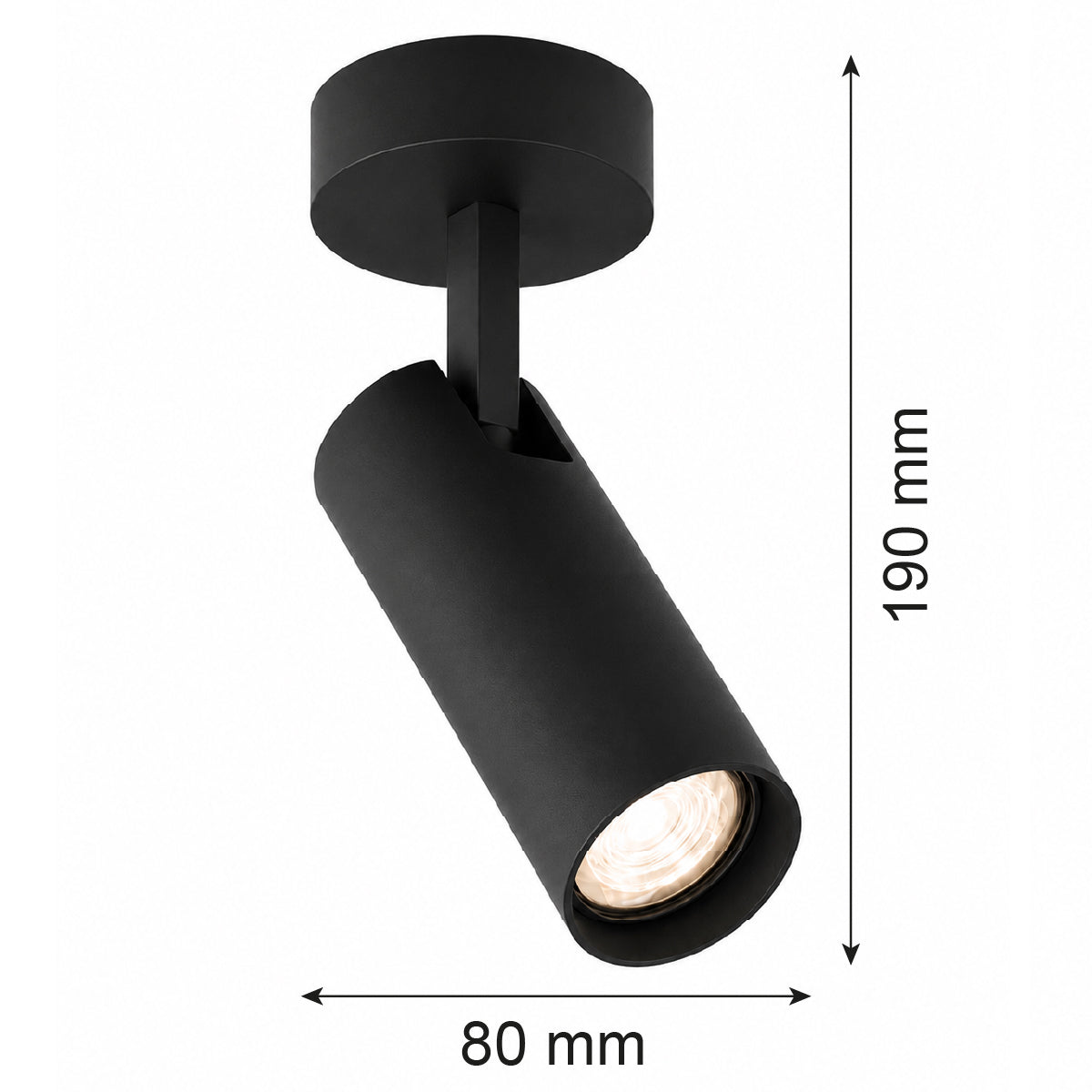 1-osaline reguleeritav pinnapealne kohtvalgusti Amara – must, RAL 9005