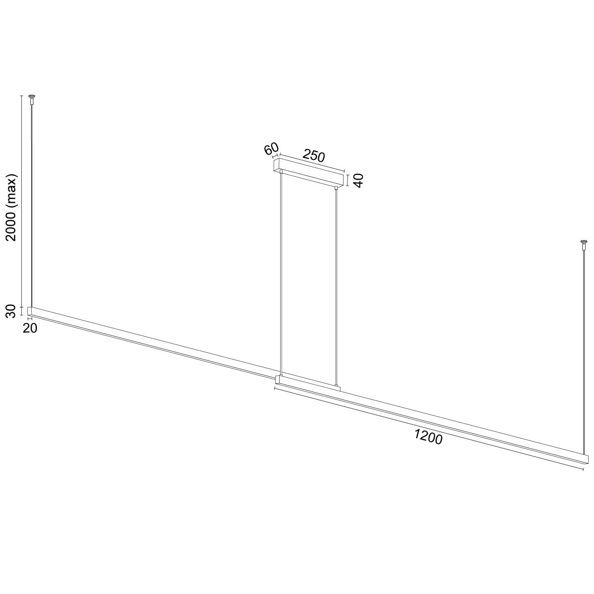 Kaheosaline reguleeritav LED rippvalgusti, üles-alla valgusega Cielo – terrakota