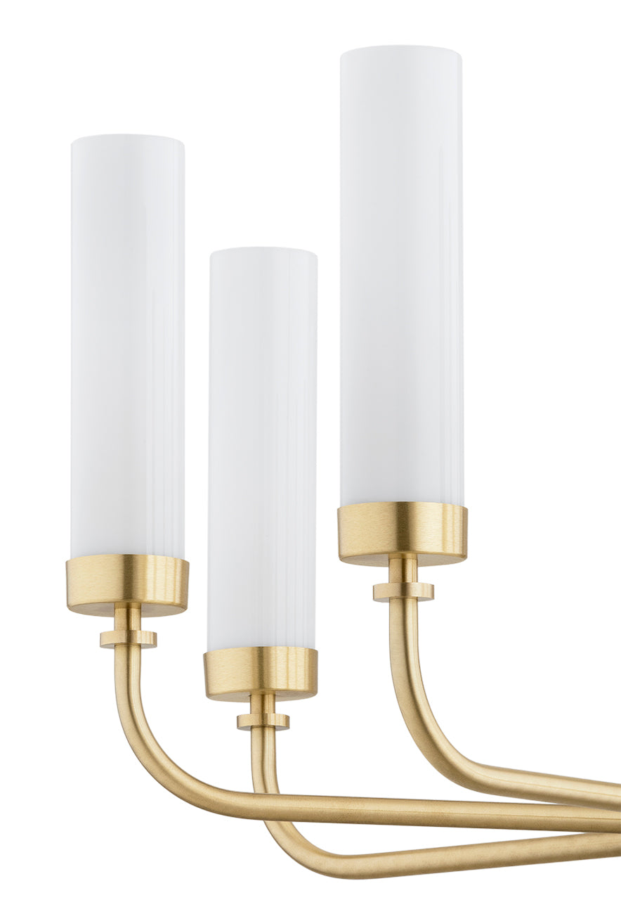 8 valgusallikaga lühter Aalto – läikiv piimjas, harjatud messing