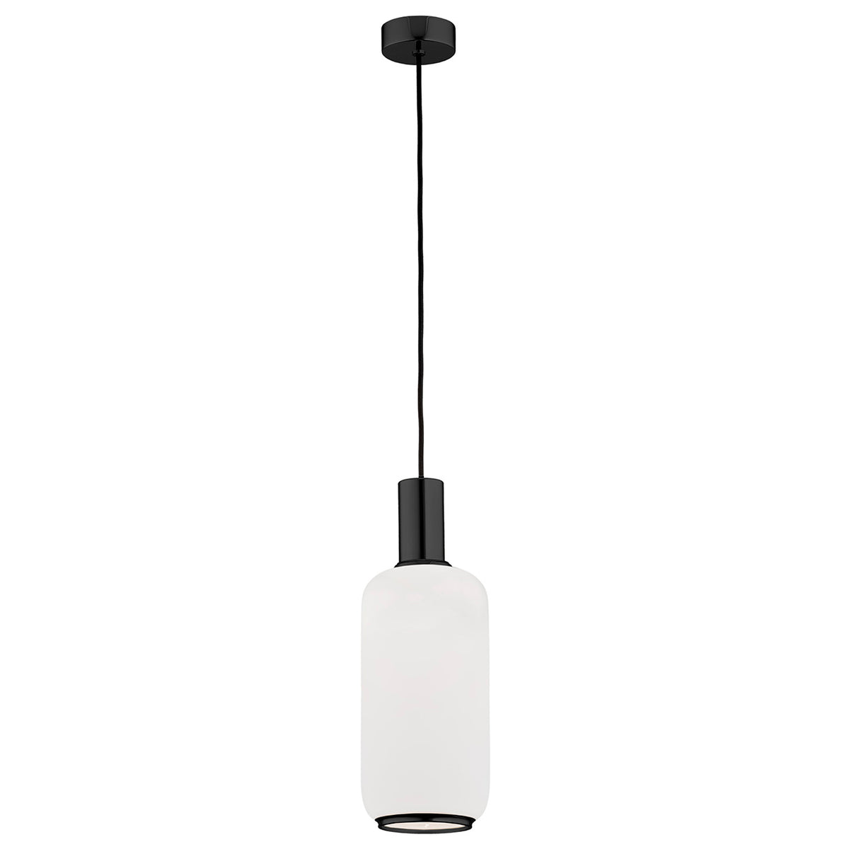 1 valgusallikaga rippvalgusti Suvi – matt opaal, must struktuurne – Ø 140 mm