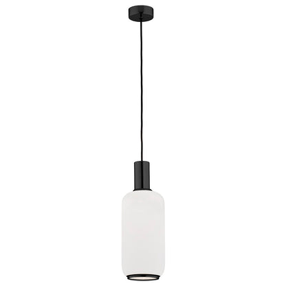 1 valgusallikaga rippvalgusti Suvi – matt opaal, must struktuurne – Ø 140 mm