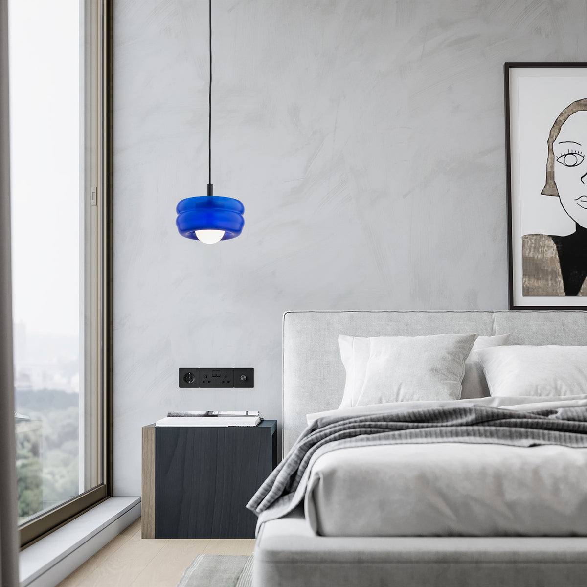 1 valgusallikaga rippvalgusti Bela – cobalt, matt opaal