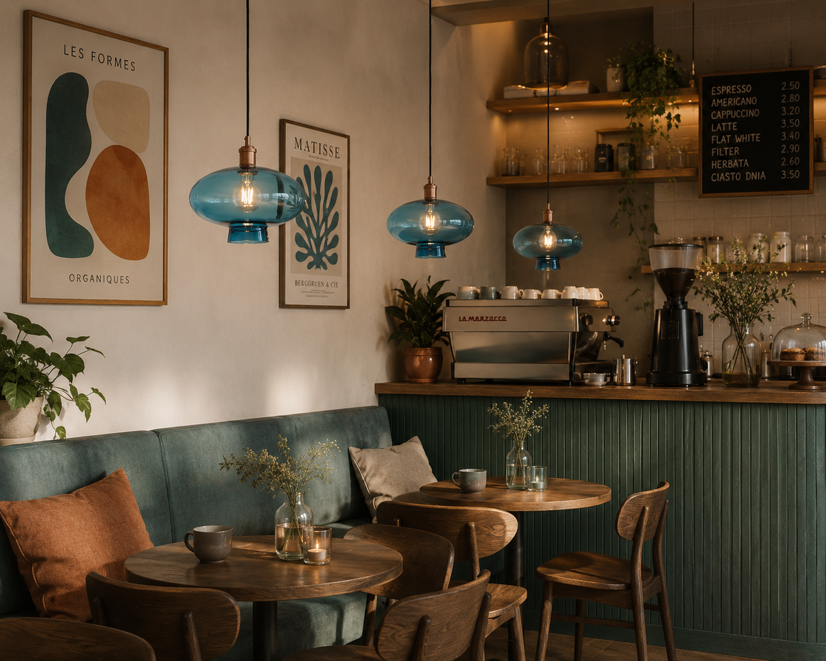 1 valgusallikaga rippvalgusti Alva – sinine, vask